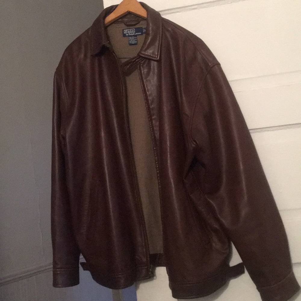Polo leather bomber jacket